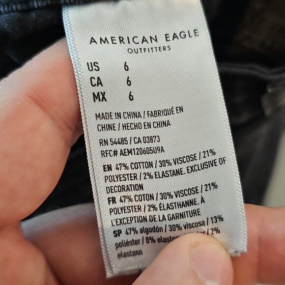 American Eagle Black Size 6 High Rise Distressed Style Jean Shorts - Picture 8 of 8